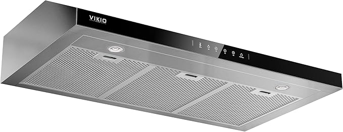 VIKIO HOME 30 Inch Under Cabinet Range Hood 900 CFM, Dual Motor Powerful Kitchen Vent Hood, Gesture & Touch Control, Ultra Quiet DC Motor, Dishwasher-Safe Filters, LED Lights, Glass Black