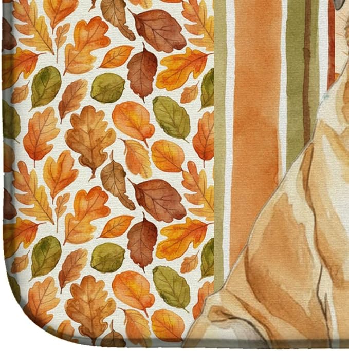 Caroline's Treasures Fawn English Mastiff Heirloom Fall Dish Drying Mat Absorbent Dish Drying Mat Pad for Kitchen Counter Dish Drainer Mat for Countertop, 14 x 21", Multicolor