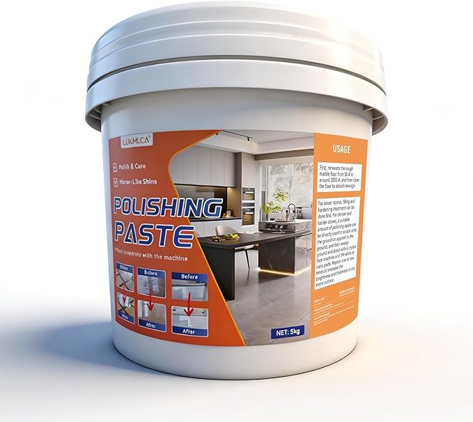Professional Nature Stone Polishing Kit with Paste | Sealer & Protectant for Marble, Granite, Quartz Countertops, Floors & Walls - Must Be Used with Polishing Machine (5kg)