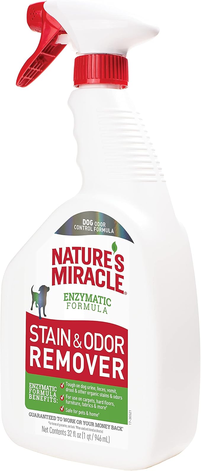 Nature’s Miracle Stain and Odor Remover Dog, 32 Ounces, Everyday Mess Enzymatic Odor Control Formula (Pack of 2)