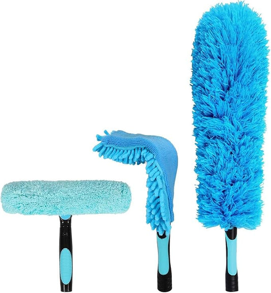 Lineslife Dusters for Cleaning, Microfiber Feather Duster 3-in-1 Kit, Duster, Cobweb Duster, Microfiber Dusters for High Ceilings and Fans, Blinds, Cars and Furniture