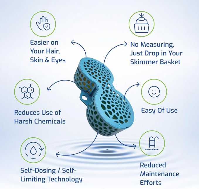 2-in-1 Self-Dosing Pool Clarifier - Non-Toxic Pool Clarifier with Phosphate & Metal Remover for Crystal Clear Water, Treats up to 21,000 Gallons, Safe for Use in Saltwater & All Pool Types