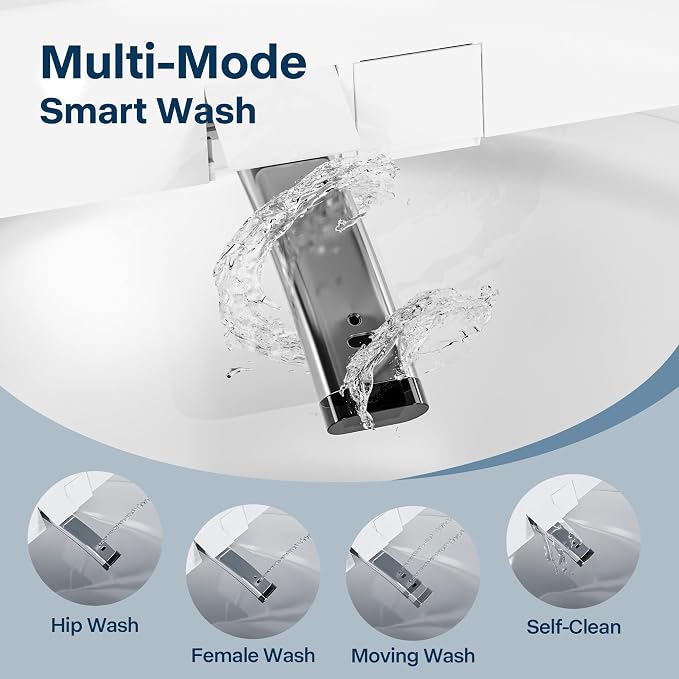Bidet Toilet Seat with Bubble Shield, Heated Endless Warm Water Electric Bidet with Dryer, Auto Open/Close Lid & Seat, LED Temp Display, Smart Bidet Seat for Bathroom (pearly gray)