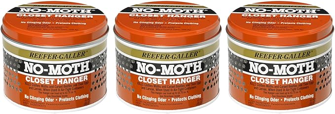 NO Moth Closet Hanger, Kills Clothes Moths, Carpet Beetles, Eggs & Larvae, 3 Pack