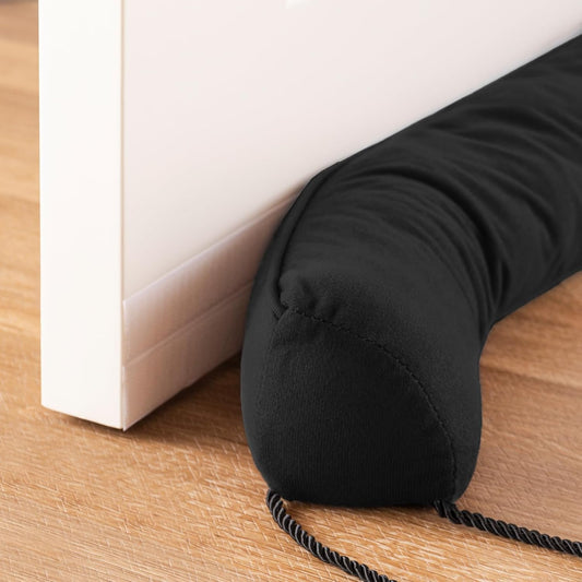 Sunolga 32" Door Draft Stopper Blocks Hot and Cold Air with Removable Washable Cover for Gaps Up to 3", All-Season Seal for Noise, Door Sweep for Bottom of Door and Window, Home Essentials, Black