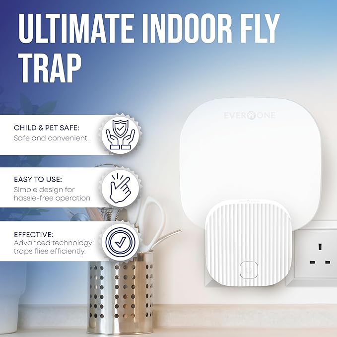 EverOne Indoor Fly Trap 2-Pack with 6 Glue Cards – Dual Device Flying Insect Trap for Home – Bug Catcher and Mosquito Killer – Sticky Traps for Flies, Gnats, and Moths