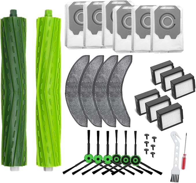 24 Pack Replacement Parts Compatible with iRobot Roomba Combo j7+ j9+ j10 10 max Robot Vacuum & Mop Cleaner,Filter,Brush,Dust Bag Accesories
