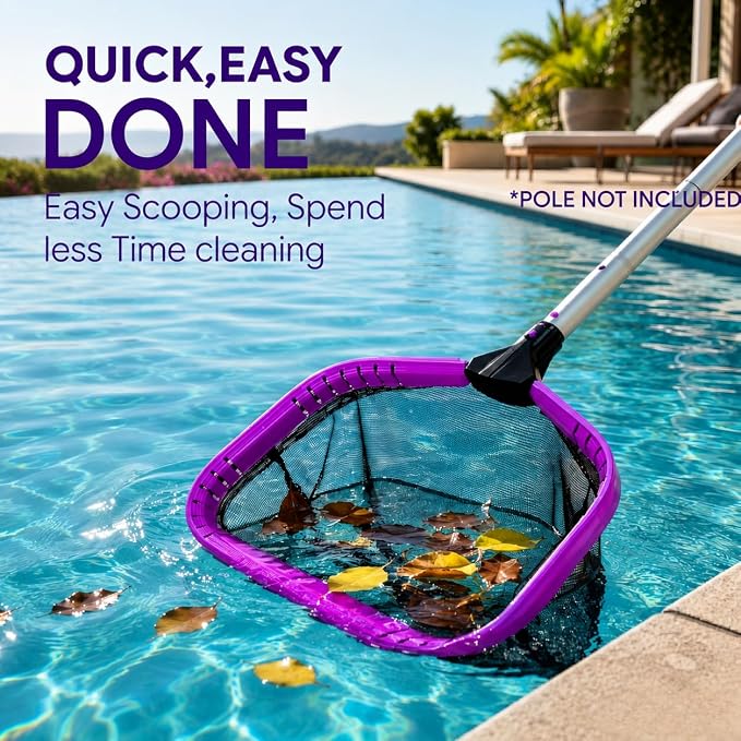Professional Pool Skimmer Net, Heavy Duty Deep Fine Nylon Mesh Bag Leaf Skimmer with Aluminum Frame, Fast Debris Cleaning for Inground & Above Ground Pools and Ponds, No Pole (YDRS113)