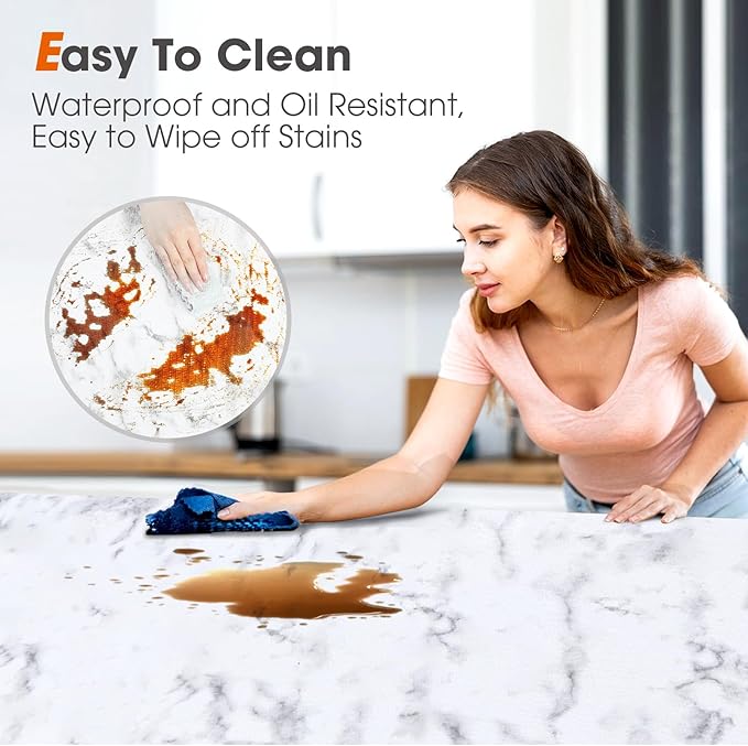 Drawer and Shelf Liner, Non-Slip Kitchen Cabinet Liners Non-Adhesive Thick Strong Grip Waterproof Washable Mats Protect Dresser Shelves Cupboard Bathroom Cabinets, White Marble, 12 in X 10 FT