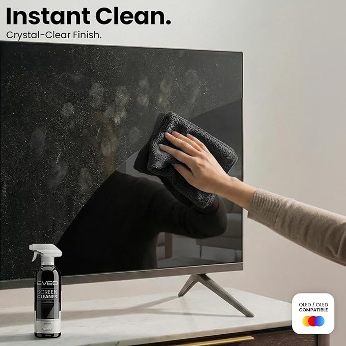EVEO® Screen Cleaner Spray Kit (Streak-Free) TV Screen Cleaner for Smart TV, LCD, LED, OLED | Computer Screen Cleaner Spray and Wipe Microfiber Cloth - TV, Monitor, Laptop, iPad, Car - 6.7oz 2 Pack