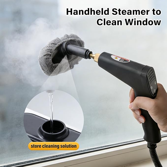 Lamberia Steam Cleaner with 16pcs Accessories, 2500W 1700ml 1.8 Quarts Tank, 6-Level Adjustable Portable Handheld Pressurized Steamer, 15s Heat-Up Steam Cleaner for Home, Car, Kitchen(YB, US Plug)