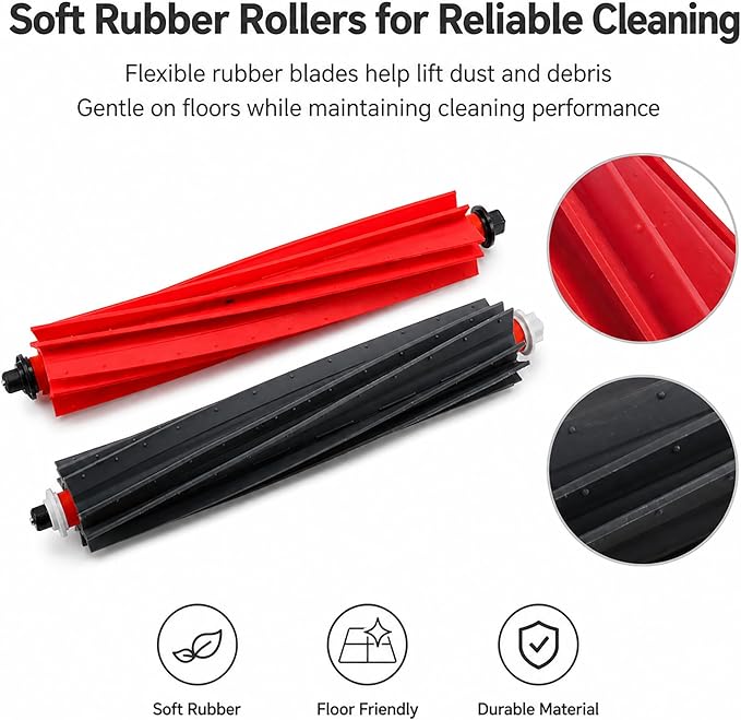 8 Pack (4 Pairs) Replacement Main Brush Set Compatible with Roborock S8 MaxV Ultra,S8 Max Ultra,Qrevo Master,Qrevo Slim,Dual Anti-Tangle Rubber Rollers,Multi-Surface Robot Vacuum Accessories