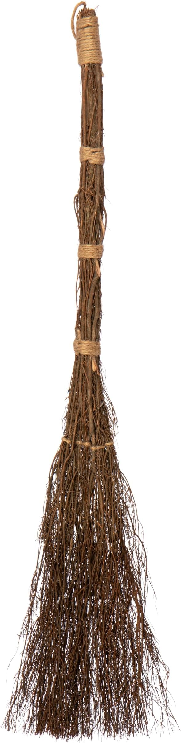 Pumpkin Spice Scented Broom – 36 Inch Rustic Heather Broom with Rope Loop for Easy Hanging – Farmhouse Kitchen Accent, Witchy Halloween Décor, Cozy Holiday Home Decoration & Door Protection