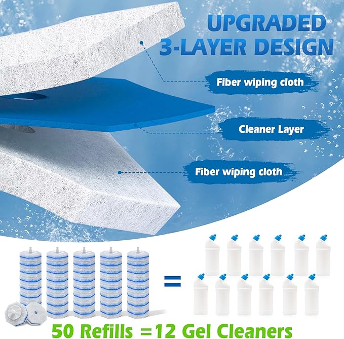 50 Count Upgraded Toilet Wand Refill for Clorox, Compatible with Most Disposable Toilet and Bathroom Cleaning System
