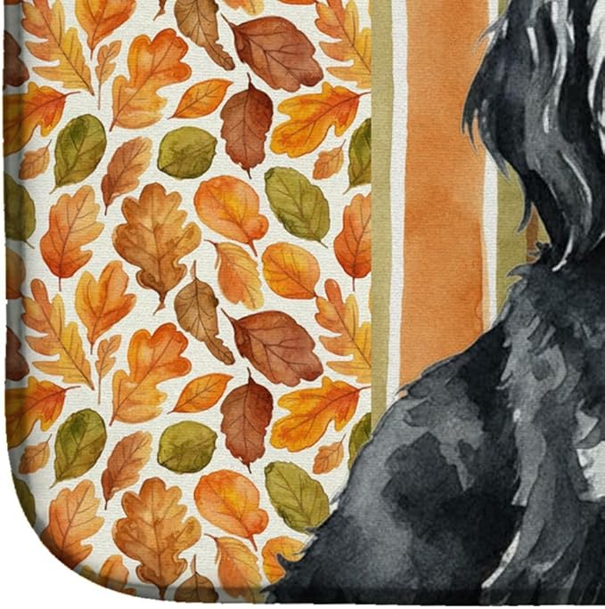 Caroline's Treasures Black and White Tibetan Terrier Heirloom Fall Dish Drying Mat Absorbent Dish Drying Mat Pad for Kitchen Counter Dish Drainer Mat for Countertop, 14 x 21", Multicolor