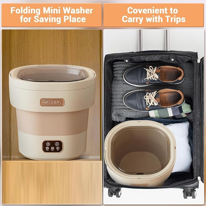 Portable Washing Machine, Mini Washer 12L Upgraded Large Capacity Foldable Washer Deep Cleaning of Underwear Baby Clothes and Other Small Clothes for Apartments Dormitories Hotels