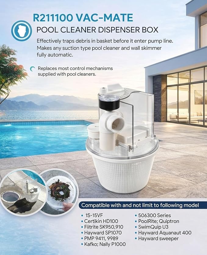 R211100 Vac-Mate Pool Cleaner Dispenser Box, Fit for Pentair Multi-Function Vacuum Skimmer Attachment,