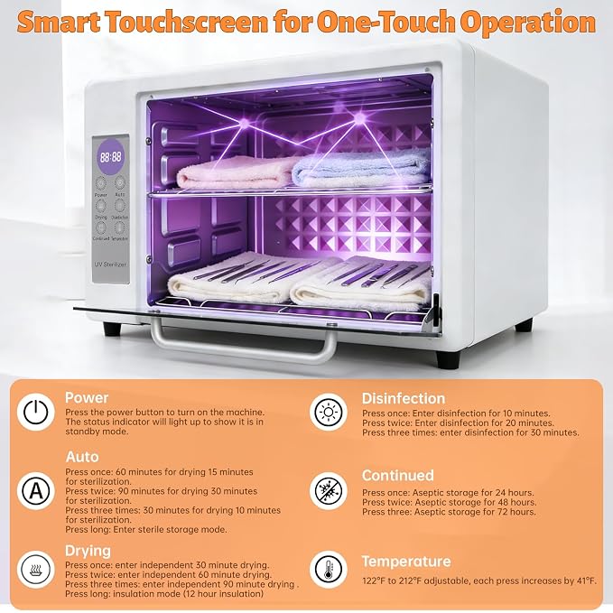 CENOZ U V Sterilizer for Esthetician, 24L Nail Dryer & Cleaning Cabinet with 72-Hour Keep-Clean Storage, Multi-Functional Drying, Keeps Tools Clean for Barbers, Nail Studio, Beauty Salon, Spa & Home