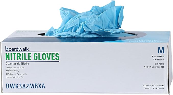 Boardwalk Disposable Examination Nitrile Gloves, Medium, Blue, 5 mil, 1,000/Carton