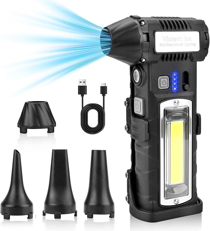 Compressed Air Duster, 130000RPM Electric Air Duster with LED Display, 2 Gear Adjustable Cordless Air Blower Magnetic Base, 8000mAh Rechargeable Air Duster for PC, Keyboard, Car, Outdoors, Home