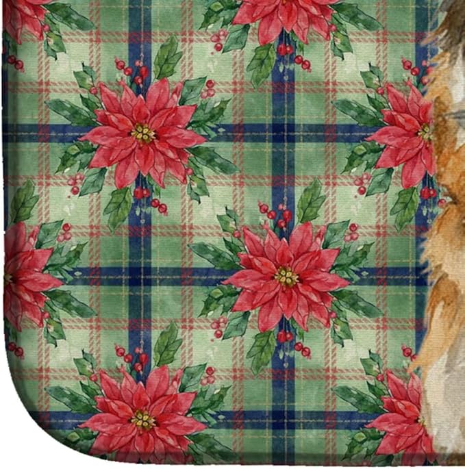 Caroline's Treasures Belgian Laekenois Christmas PoinsettIas Dish Drying Mat Absorbent Dish Drying Mat Pad for Kitchen Counter Dish Drainer Mat for Countertop, 14 x 21", Multicolor