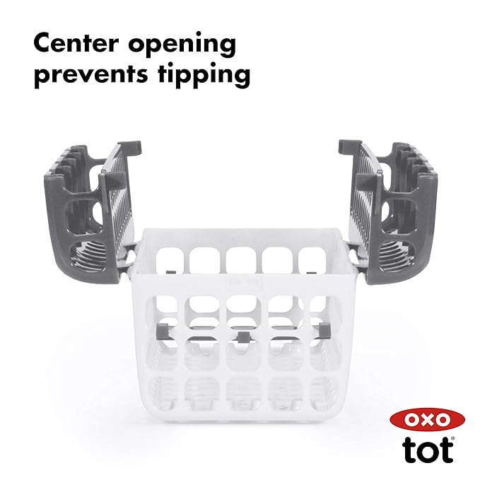 OXO Tot Bottle Brush and Dishwasher Basket Set for Baby Feeding Parts - 2-Pack