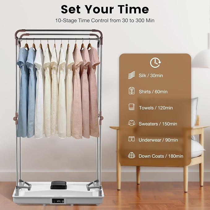 Portable Clothes Dryer Tent, Easy Installation Foldable Compact Electric Dryer Machine, 1200W Quiet Fast Drying with Adjustable Timer, Large Capacity for Apartment, RV, Travel (Blue)