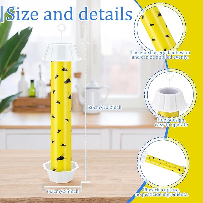 Qualirey 8 Pcs Fly Traps for Indoor Outdoor Hanging Fruit Fly Stick Trap Sticky Mosquito for Home Insect 10 x 2.5 Inches (Novel-1,Yellow and Black)