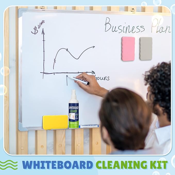 Fuyoooo 8 Pack Whiteboard Cleaner Set 8 Pcs 8.5 Fl oz Dry Erase Whiteboard Cleaning Spray Dry Erase Board Liquid Cleaner with 8 Pcs Magnetic Chalkboard Board Erasers for Classroom Home Office