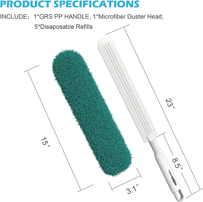 Telescoping Squeegee for Shower and Microfiber Dusters for Cleaning Kit