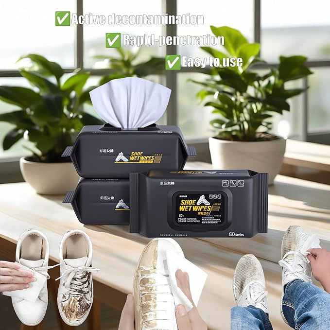 Shoe Cleaner Wipes, 4 Pack 320 Pcs Shoe Wipes,Plus 2 Packs 24 Pcs Travel Small Package Quick Sneaker Cleaner Wipes, Restore Shoe Surface's Luster,Suitable for Removing Dirt from Various Shoes