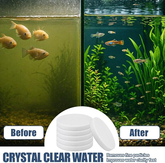 Fine Filter Water Polishing Pads Compatible with Fluval FX4 FX5 FX6, Aquarium Filter Media Replacement, High Density, Snug Fit No Bypass, 6 Pack