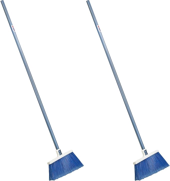 Quickie All-Purpose Angle Broom, Flagged Bristles, Angle Broom for Garages, Courtyard, Sidewalks, Decks and Outdoor Surfaces, Perfect for Home Kitchen Room Office Floor (Pack of 2)