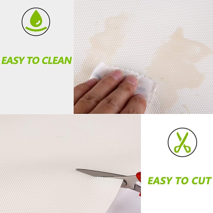 Kitchen Shelf Liner Drawer Liners, Non-Adhesive Refrigerator Liners Waterproof Fridge Mats with Strong Durable Kitchen Cabinets Mat for Drawers, Shelves, Pantry