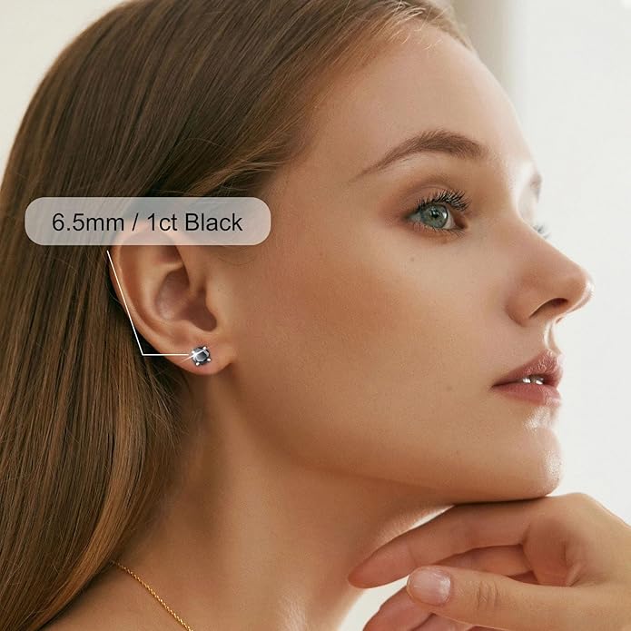 Moissanite Screw Back Earrings Studs - 0.2CT-4CT Moissanite Earrings for Women 925 Sterling Silver Piercing Real Colorful Moissan Hypoallergenic Jewelry Ear Stud Gifts