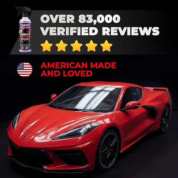 SHINE ARMOR Fortify Quick Coat: 3-in-1 Complete Detailing Spray - Car Wax, Waterless Wash and Ceramic Coating - Paint Protection for Cars, Trucks, Bikes and SUVs, Made in USA, 16floz