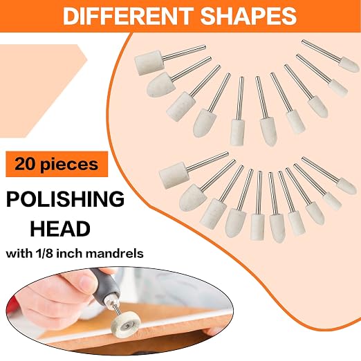 134PCS Buffing Wheels Polishing Kit for Dremel, Polishing Wheel Polishing Bits for Rotary Tool Accessories with 1/8" Shank, Abrasive Wheel Buffing Wool Felt Sanding Kit for Jewelry Wood Metal Watch