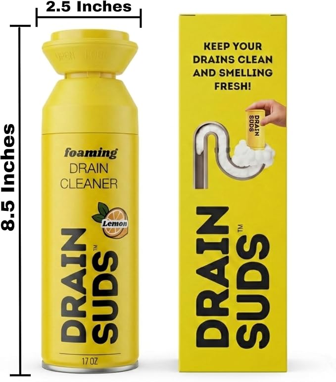 SonicPower Foaming Drain Cleaner, Foam Sink Cleaner and Deodorizer, Drain Clog Remover for Kitchen Sinks, Bathrooms, Garbage Disposals, Shower Drains, Tubs, Washbasin (Lemon (2 Pack))