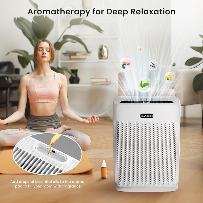 Air Purifiers for Home Large Room Up to 3000 sq ft, H13 HEPA Filter Washable, PM2.5 Air Quality Sensor, Quiet Sleep Mode, 8X Dual-Side Air Cleaner for Bedroom Pet Dander Smoke Dust Pollen