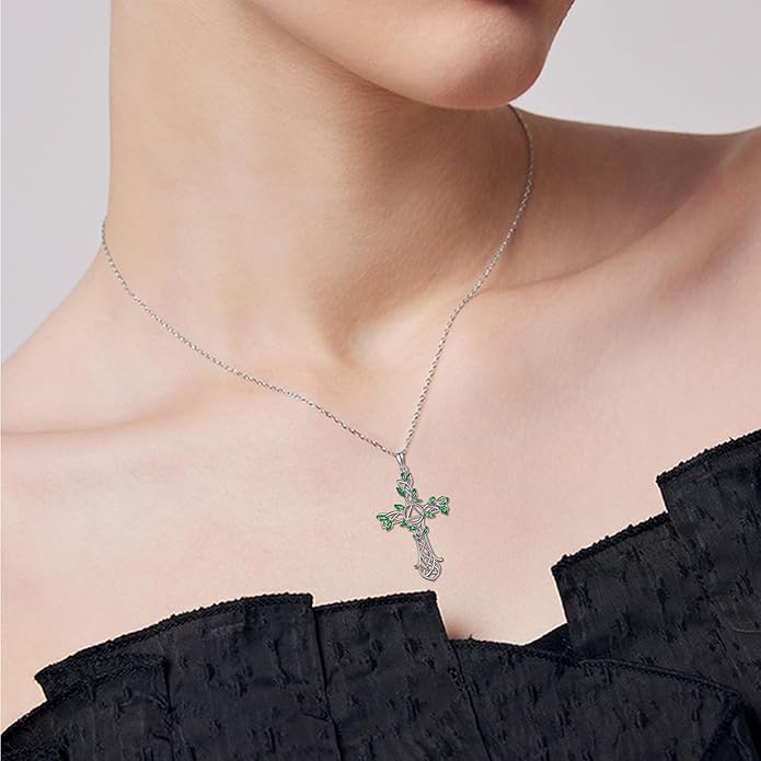 ONEFINITY Religious Cross Pendant Necklace Sterling Silver Origami Cross Pendant Gifts for Women Men Jewelry