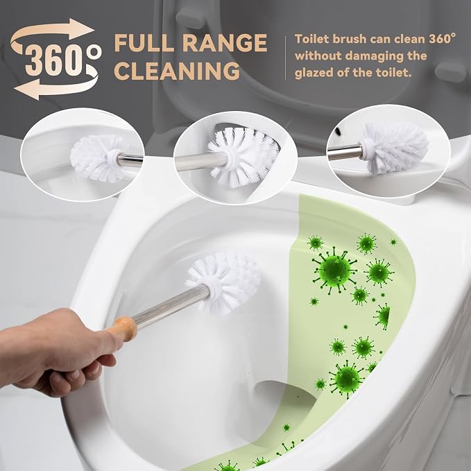 White Toilet Brush and Holder Set,Cute Duck Bathroom Decor, Non-Slip Handle Toilet Bowl Brush, Practical Bathroom Accessories Cleaning Tools Set,1pcs