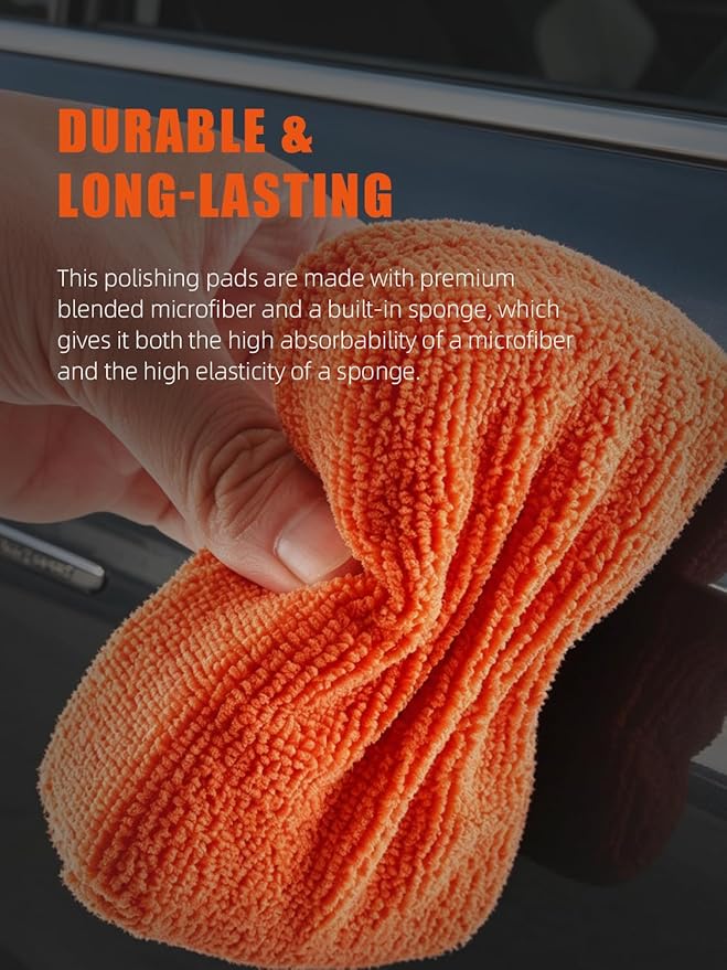 Microfiber Applicator Pad, SPTA Premium Microfiber Sponge and Cleaning Pads,Ultra-Soft, Safe for Sealants, Tire Dressings, Interior and Exterior Detailing, Car, Truck, SUV, RV, Motorcyle Care,10 Pack