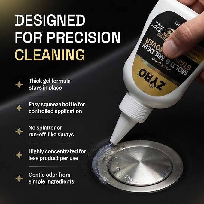 Zyro Washing Machine Cleaner & Mold Stain Remover Gel Bundle | 24 Pack Washer Cleaner Tablets + Heavy Duty Mildew & Grout Cleaning Gel