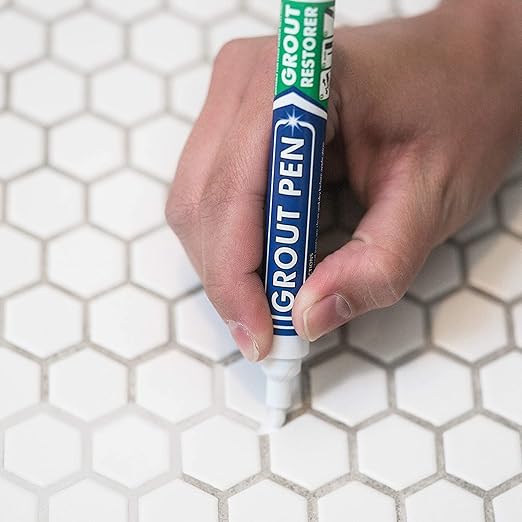 Grout Pen Tile Paint Marker: Black 1 Pack and 2 Pack White with Extra Tips (Narrow, 5mm) - Waterproof Tile Grout Colorant Marker for Cleaner Looking Floors & Whitener Without Bleach
