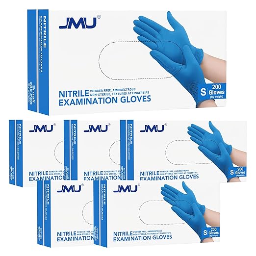 JMU Nitrile Gloves Small Case of 1200, 3.5Mil Medical Exam Gloves, Latex Free, Powder Free, Blue