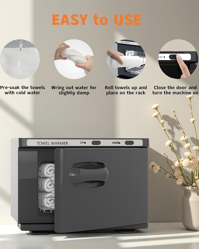 Towel Warmer, Hot Towel Warmers Spa, 8L Professional Mini Towel Warmer, Towel Warmer for Facials. (Black)