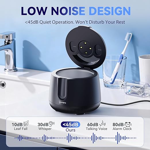 Ultrasonic Retainer Cleaner Machine 48kHz, Dental Cleaning Pod, Ultrasonic Retainer Cleaner for Dentures, Aligners, Mouth Guards, Toothbrush Heads and Jewelry with 200ML Capacity, LAB Supply