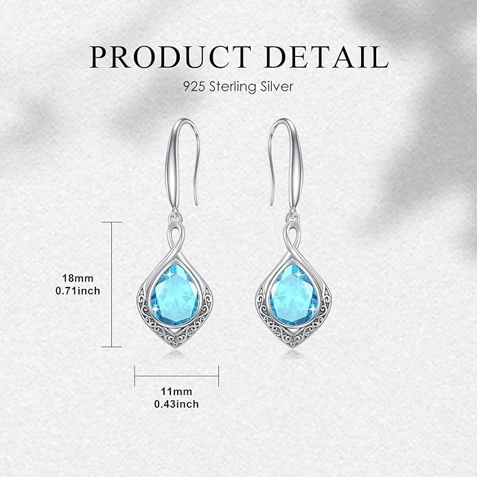 PELOVNY Celtic Knot Filigree Earrings for Women 925 Sterling Silver Moss Agate/Birthstone Infinity Earrings Birthday Christmas Jewelry Gifts for Mom Daughter Wife Sister