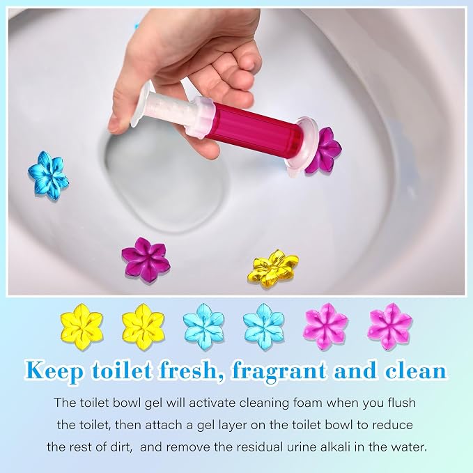3Pcs Toilet Gels 42 Count 3 Kinds Flower Stamp Bowl Gel Scent Toilet Stain Removal Cleaner Air Freshener Flower Stamps Pack for Bathtubs Bathroom