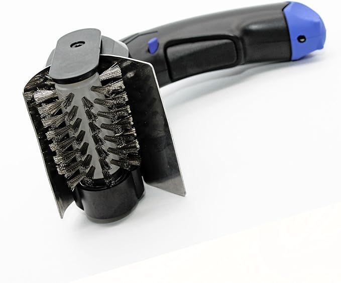 Flame King Electric BBQ Grill Brush Cordless and Rechargeable Stainless Steel Bristles,Black